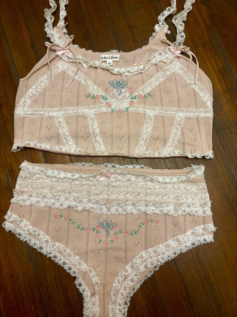 For love and lemons Eloise pointelle knit pajama set